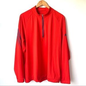 ADIDAS MENS HALF ZIP TRACK JACKET RED SIZE LARGE